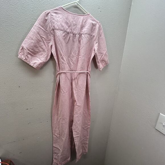 NWT Madewell Linen-Blend Puff Sleeve Wide-Leg Jumpsuit SZ S Minimalist Coveralls - Picture 10 of 12